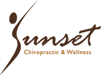 Logo of Sunset Chiropractic & Wellness with brown and golden lettering